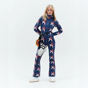 Perfect Moment Blue Navy Star Ski Suit Snow Pants NWT Large